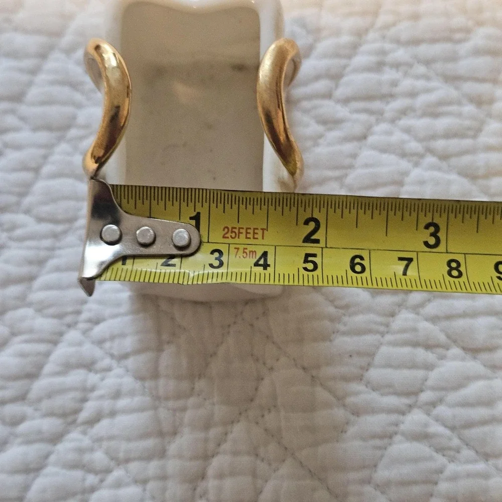 Miniature White Porcelain‎ Shopping Gift Bag Gold Gilded handle Decor bud vase